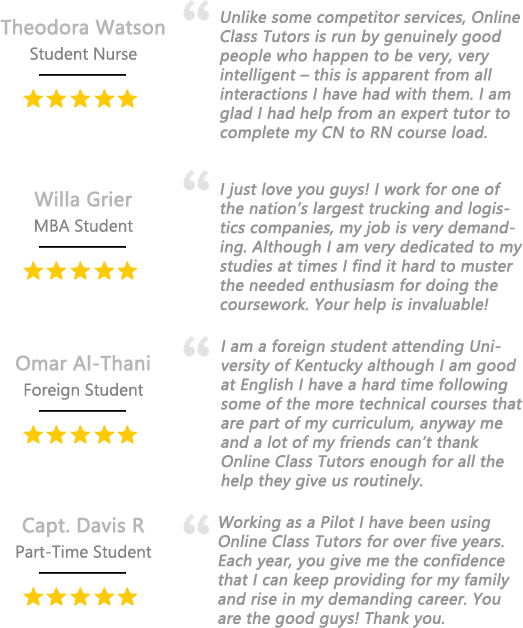 Client Testimonials Take My Online Class Services.